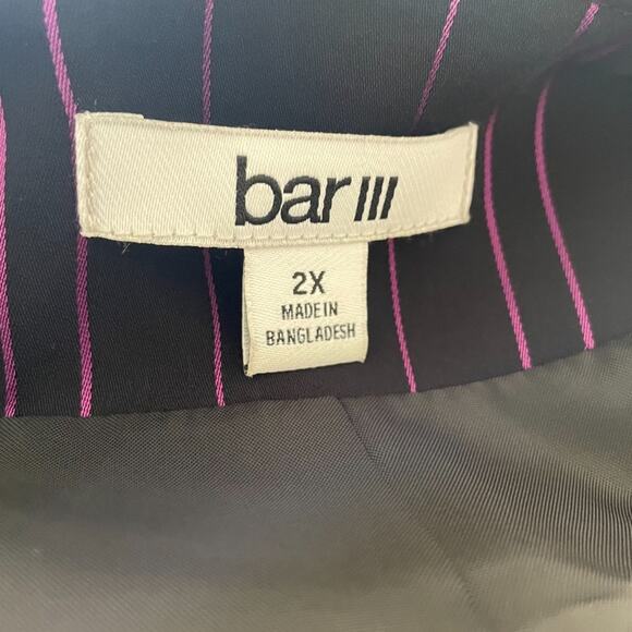 Bar III Open Front Trendy Striped Blazer 2X Black - Picture 5 of 6
